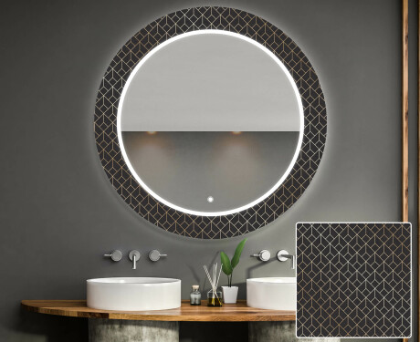 Okrúhle moderne dekoratívne zrkadlo LED do kupelne - Golden Lines #1