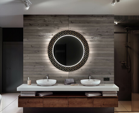 Okrúhle dekoratívne zrkadlo s LED podsvietením do kúpeľne - Golden Lines #12