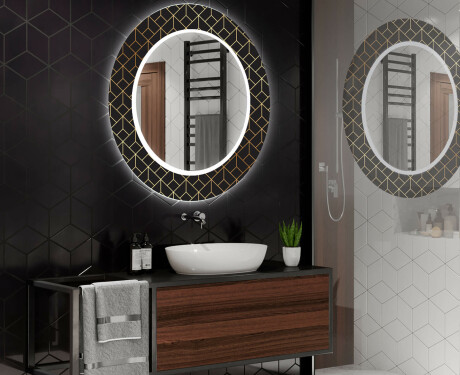 Okrúhle dekoratívne zrkadlo s LED podsvietením do kúpeľne - Golden Lines #2