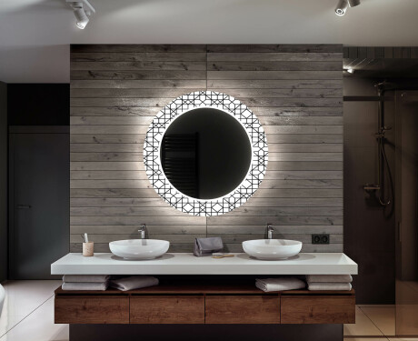 Okrúhle dekoratívne zrkadlo s LED podsvietením do kúpeľne - Industrial #12