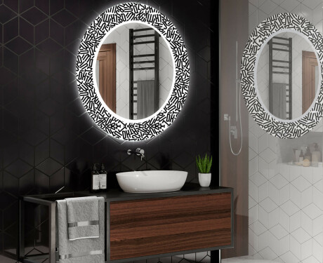Okrúhle dekoratívne zrkadlo s LED podsvietením do kúpeľne - Letters #2