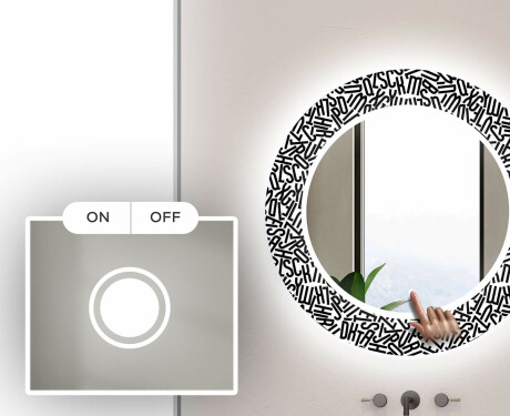 Okrúhle dekoratívne zrkadlo s LED podsvietením do kúpeľne - Letters #4