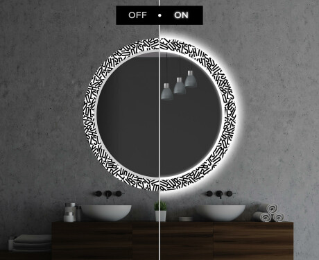 Okrúhle moderne dekoratívne zrkadlo LED do kupelne - Letters #7