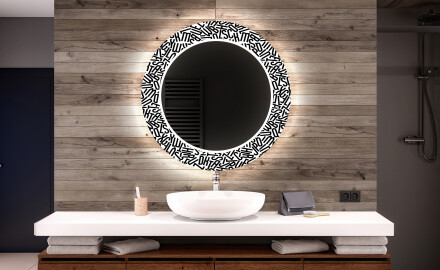 Okrúhle moderne dekoratívne zrkadlo LED do kupelne - Letters