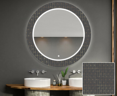 Okrúhle ozdobné zrkadlo do kupelne so svetlom - Microcircuit #1