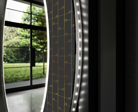 Okrúhle dekoratívne zrkadlo s LED podsvietením do kúpeľne - Microcircuit #11