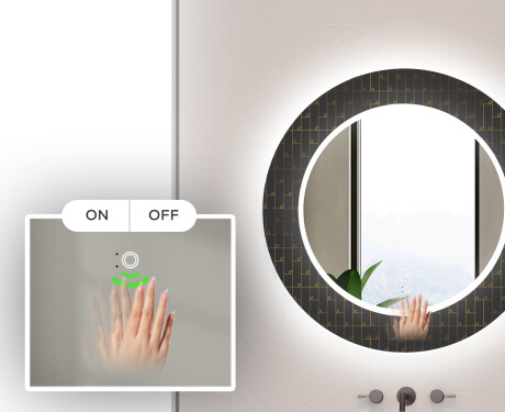 Okrúhle dekoratívne zrkadlo s LED podsvietením do kúpeľne - Microcircuit #5