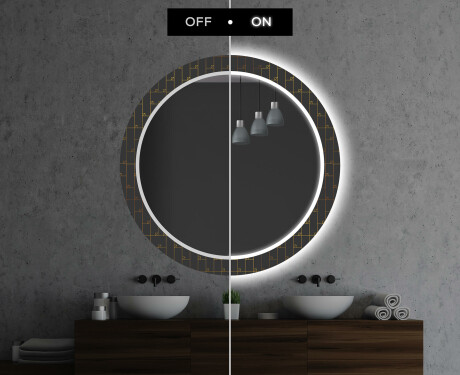 Okrúhle dekoratívne zrkadlo s LED podsvietením do kúpeľne - Microcircuit #7