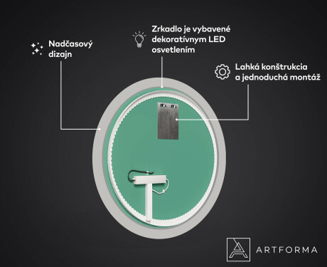 Okrúhle moderne dekoratívne zrkadlo LED do kupelne - Ornament #3