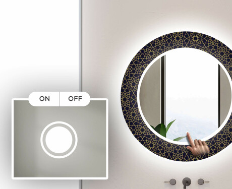 Okrúhle moderne dekoratívne zrkadlo LED do kupelne - Ornament #4