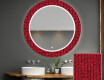 Okrúhle ozdobné zrkadlo do kupelne so svetlom - Red Mosaic #1