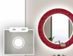 Okrúhle dekoratívne zrkadlo s LED podsvietením do kúpeľne - Red Mosaic #4