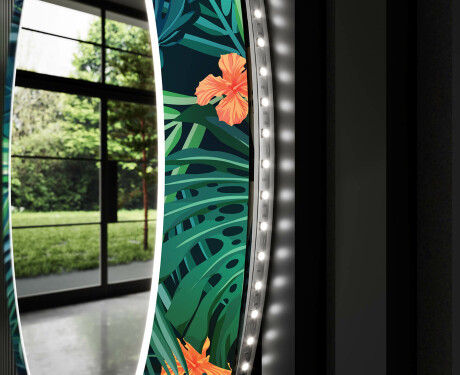 Okrúhle dekoratívne zrkadlo s LED podsvietením do kúpeľne - Tropical #11