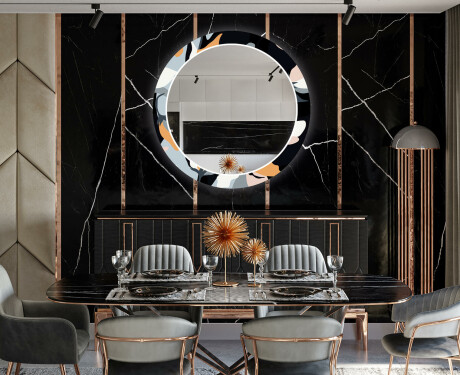 Okrúhle dekoratívne zrkadlo s LED podsvietením do jedálne - Flowers #12