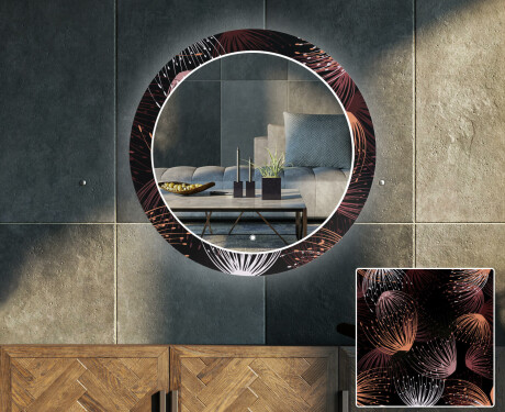 Moderne okrúhle ozdobné zrkadlo LED do obývačky - Dandelion #1