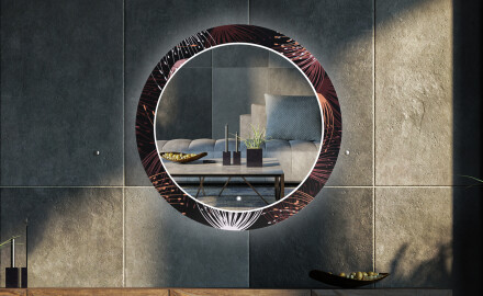 Moderne okrúhle ozdobné zrkadlo LED do obývačky - Dandelion