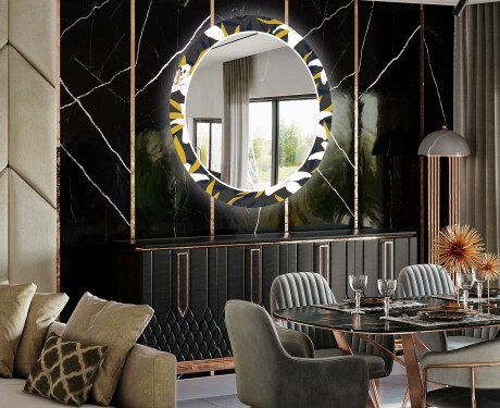 Okrúhle dekoratívne zrkadlo s LED podsvietením do jedálne - Bells Flowers #2