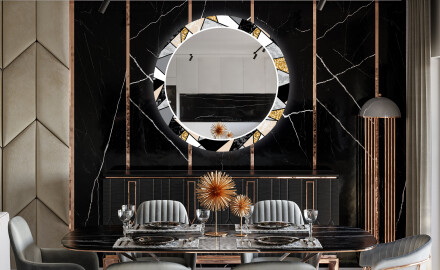 Okrúhle dekoratívne zrkadlo s LED podsvietením do jedálne - Marble Pattern
