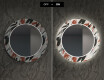 Moderne okrúhle ozdobné zrkadlo LED do obývačky - Leaves #7