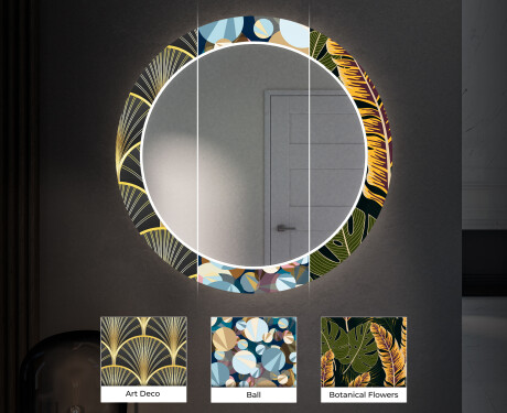 Okrúhle dekoratívne zrkadlo s LED podsvietením do predsiene - Gold Triangles #6