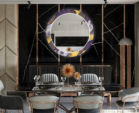 Okrúhle Moderne ozdobné zrkadlo LED do jedáleň - Round Stamp #12