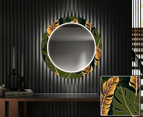 Okrúhle dekoratívne zrkadlo s LED podsvietením do predsiene - Botanical Flowers #1