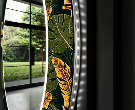 Okrúhle dekoratívne zrkadlo s LED podsvietením do predsiene - Botanical Flowers #11