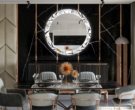 Okrúhle dekoratívne zrkadlo s LED podsvietením do jedálne - Chamomile #12