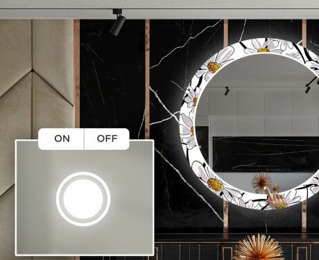 Okrúhle dekoratívne zrkadlo s LED podsvietením do jedálne - Chamomile #4