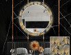 Okrúhle Moderne ozdobné zrkadlo LED do jedáleň - Golden Leaves