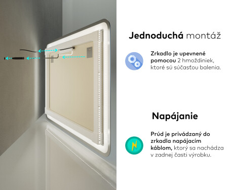 Nástenne zrkadlo do kupelne so svetlom L146 #10