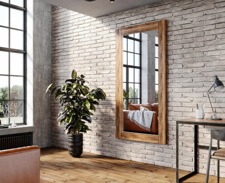 Vertikálne obdĺžnikové zrkadlo s dreveným rámom L224 #1