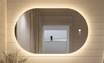 Podsvietené kúpeľňové zrkadlo, dvojfarebné, dotykový spínač, vykurovacia podložka