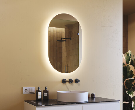 Oválne zrkadla LED do kupelne 50x80cm so studenou farbou LED 7000K, teplou farbou 3000K alebo neutrálnou farbou 4500K