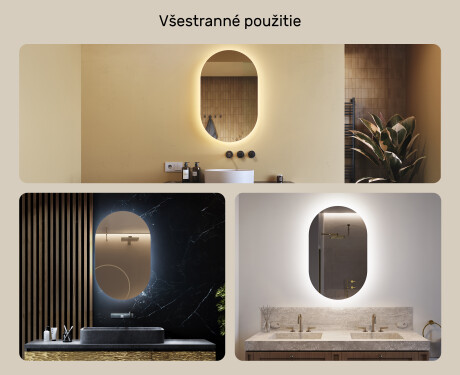Oválne zrkadla LED do kupelne 50x80cm so studenou farbou LED 7000K, teplou farbou 3000K alebo neutrálnou farbou 4500K #2