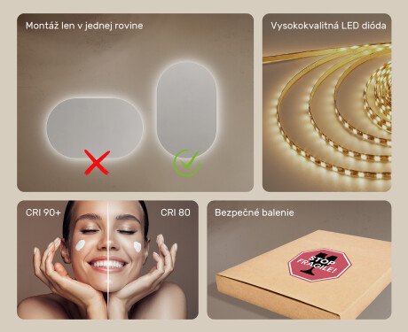 Oválne zrkadla LED do kupelne 50x80cm so studenou farbou LED 7000K, teplou farbou 3000K alebo neutrálnou farbou 4500K #5