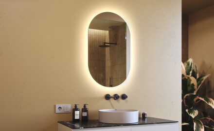 Oválne zrkadla LED do kupelne 50x80cm so studenou farbou LED 7000K, teplou farbou 3000K alebo neutrálnou farbou 4500K