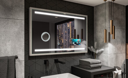 Kúpeľňové zrkadlo s rámom a osvetlením LED FrameLine L09