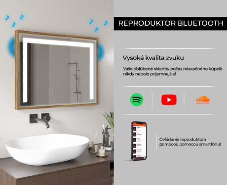 Zrkadlo do kupelne s osvetlenim s drevený rámom - FrameLine L11 #11