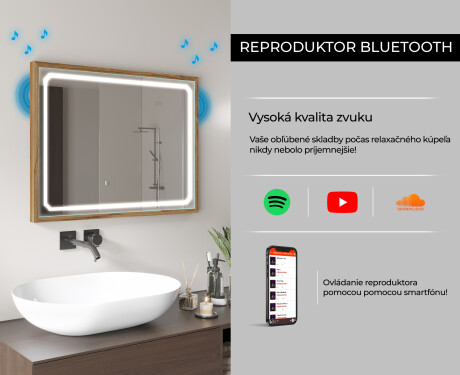 Zrkadlo do kupelne s osvetlenim s drevený rámom - FrameLine L137 #11