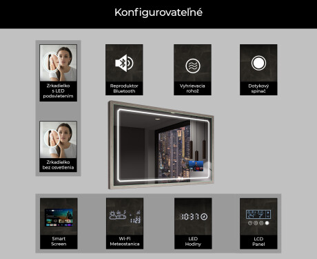 Zrkadlo do kupelne s osvetlenim s drevený rámom - FrameLine L137 #7