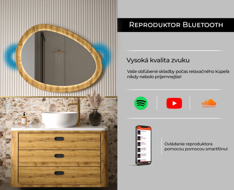 Nepravidelné zrkadlo v dubovom ráme s LED podsvietením #7