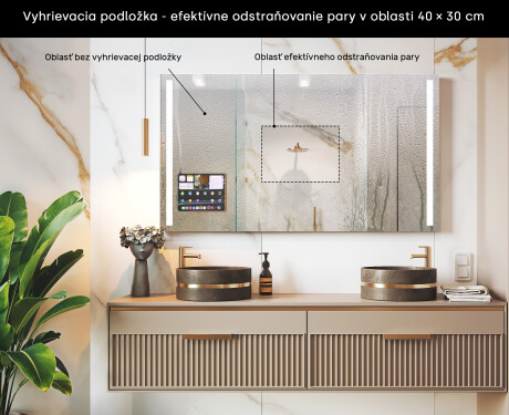 Inteligentné obdĺžnikové LED kúpeľňové zrkadlo s rámom iPad Displine L02 Apple #7