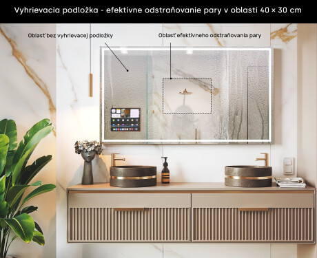 Obdĺžnikové inteligentné LED zrkadlo Apple s rámom Displine L49 #7