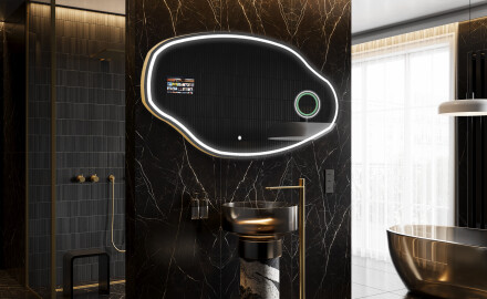 Nepravidelné zrkadlo LED Smart O223 Google