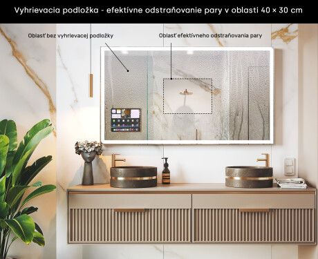 Zaoblené Moderné LED Zrkadlo s rámom iPad Displine L146 #7