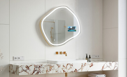 Nepravidelné zrkadlo LED Smart R223 Google