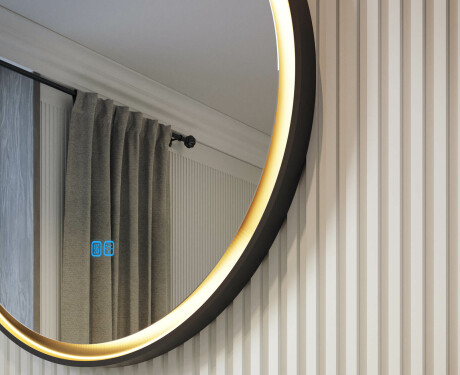 Okrúhle zrkadlo v kovovom ráme s LED osvetlením #2