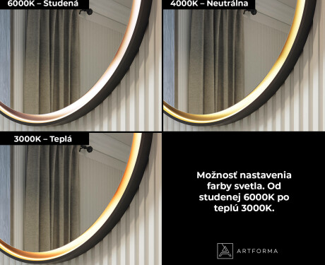 Okrúhle zrkadlo v kovovom ráme s LED osvetlením #3