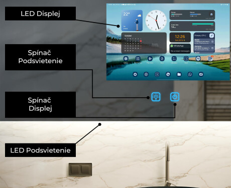 Inteligentné Zaoblené LED Kúpeľňové Zrkadlo SmartScreen 21,5” #2